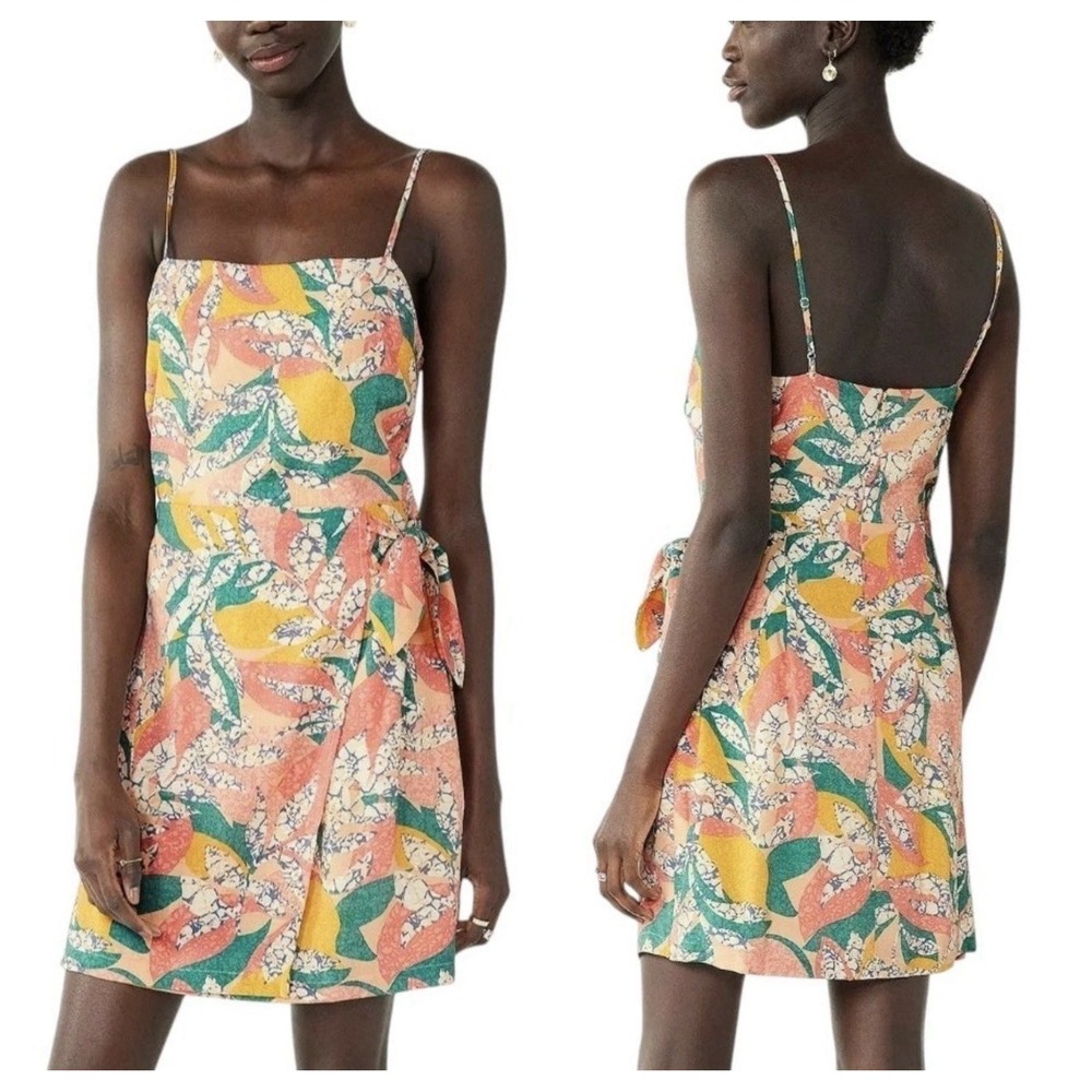 Nine West Tropical Faux Wrap Mini Dress Resort Beach Vacation Cruise Size L